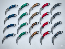 8" Lot of  20 Handmade Damascus Steel Karambit Knives with leather sheath picture