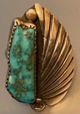 Zuni Cochiti Ben Eustace Natural Dendritic Lone Mountain Turquoise Ring Size 7 picture