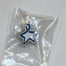 Blue Ribbon Star Lapel Pin Metal National Colorectal Cancer Awareness Day White picture
