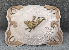 Large Premium Numbered Montana SS Sterling Plated Bull Riding Trophy Belt Buckle picture