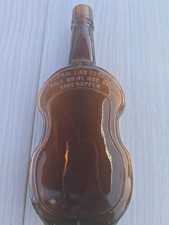 VINTAGE VIOLIN AMBER 10.5" WHISKEY BOTTLE FEDERAL LAW FORBIDS REUSE 1964 picture
