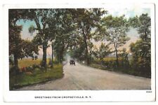 Greetings From Cropseyville New York c1920's rural road, vintage car picture