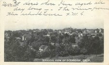 Oceanside California Birdseye View 1907 Postcard - Schoolhouse FMG Message picture