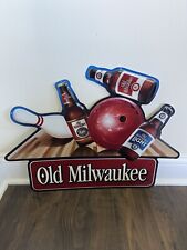 Vintage Stroh Brewing - Old Milwaukee Bowling Beer Tin Metal Sign 18x25” RARE picture