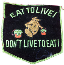 Vintage 1970's large pocket patch Eat To Live Don’t Live To Eat Pig Hippie Boho picture