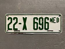 VINTAGE 1963 NEBRASKA LICENSE PLATE WHITE/GREEN 22-X-906 TRAILER COOL😎 picture