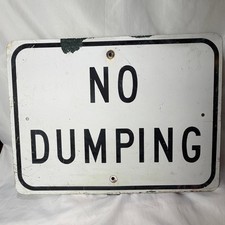 NO DUMPING Sign Road Street Informative Metal Signage Black & White picture