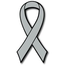 Grey Brain Cancer Awareness Ribbon Car Magnet Decal Heavy Duty  3.5