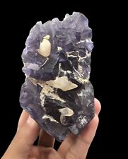 390g Deep Purple Color Fluorite with Calcite Terminated Crystal Mineral Specimen picture