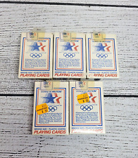 Vintage 1984 Olympic Games Bridge Size Plastic Coated Playing Cards Lot of 5 NEW picture