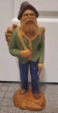 Vintage Wood Carved Mountain Man Statue Figure  picture
