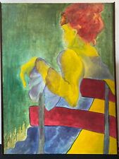 🔥 Vintage Modern Abstract Surrealist Woman Oil Painting - Jurate 1975, HUGE picture