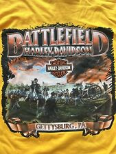 Harley Davidson Battlefield Gettysburg, PA Yellow T shirt Size Large picture
