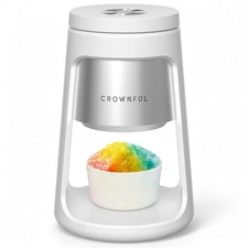 CROWNFUL Shaved Ice Machine, White 130W Electric Ice Shaver with 2 Ice Cups picture