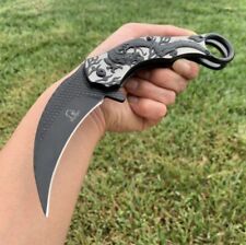 9” Black CSGO Dragon Tactical Karambit Assisted Open Blade Folding Pocket Knife picture