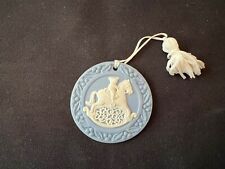 Wedgwood Blue Jasperware Rocking Horse w/ Teddy Bear Christmas Ornament picture