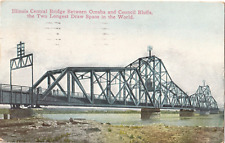 Illinois Central Bridge-Omaha, Nebraska and Council Bluffs-antique 1910s picture