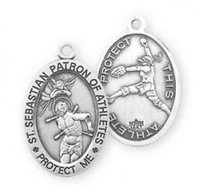 Sterling Silver St Sebastian Protect Me Female Softball Player Medal 18 In picture