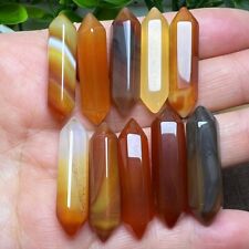 10pcs Natural red agate Obelisk Quartz Crystal Wand Double Point Healing picture
