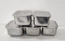 5 Vintage Revere Ware Stainless Steel Refrigerator Food Storage Containers 3.5” picture