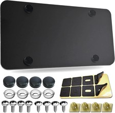 Stainless Steel License Plate Backing Plate, Black | Heavy Duty, Metal Reinforce picture