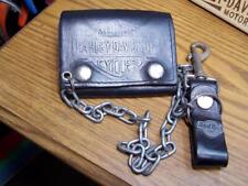 Vintage Harley Davidson Leather Heavy Chain Leather Wallet Hard Rock Casino picture