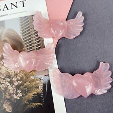 2.6'' Natural Crystal Hand Carved Heart Wing Gift Decor Reiki Healing Series 1pc picture