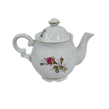 Vintage White Floral GoldGuild Musical Teapot Made in Japan Works and Plays picture