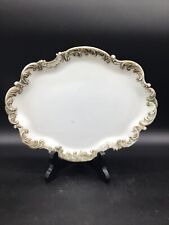Antique Victorian Hand Painted Oaque White Milk Glass Vanity Tray 11.5