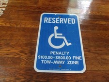 VINTAGE FULL SIZE HANDICAP PARKING SIGN, HEAVY ALUMINUM,VIRGINIA BEACH,VA picture