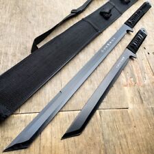 2 PC Black NINJA MACHETE SWORD ZOMBIE TACTICAL SURVIVAL KNIFE Fixed Blade picture