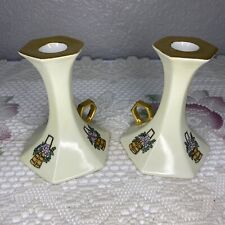 Pair Of Vintage T&V Handled Hand Painted Candle Holders picture