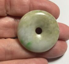 Certified Grade A 100% Natural Green Jade Donut Pendant 30mm 12.6g Health Wealth picture