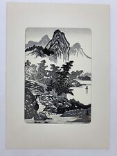 Rare Vintage Japanese Woodblock Print ‘Bamboo And Mountain’ By Imoto Tekiho picture