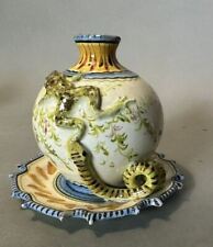 Antique Italian Soft Paste Porcelain Certosa Di Firenze Frog & Snake 5.25