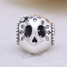 Pandora Sparkling Skull Skeleton Charm Bead w/pouch After Halloween Clearance picture