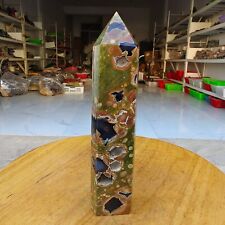 365g Natural Tropical Rainforest Agate obelisk Quartz Crystal Tower Mineral Z841 picture