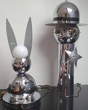 2 TORINO ROBOTS LAMPS BUNNY / POLICEMAN TABLE LAMP CO.1970 picture