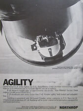 9/1977 PUB NORTHROP F-18 HORNET STRIKE FIGHTER PILOT HELMET AGILITY ORIGINAL AD picture