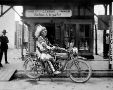 INDIAN MOTORCYCLE VINTAGE 1920'S NATIVE AMERICAN CHIEF 8X11 PHOTO REPRINT picture