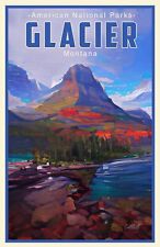 Glacier National Park Montana Travel Poster • Signed • 11x17 Nice picture