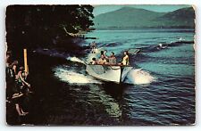 1950s LAKE MURRY OKLAHOMA SWIMMING BOATING WATERSKIING POSTCARD P3210 picture