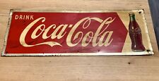 Vintage Drink Coca Cola Horizontal Metal Sign 27 1/2” By 9 1/2” Rare picture