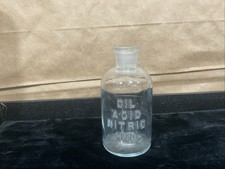 Pharmacy Medicine Chemistry  DIL  ACID NITRIC 5 1/2” Embossed Antique Bottle USA picture