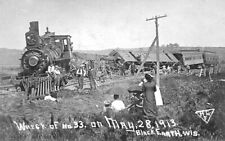 Railroad Train Wreck Black Earth Wisconsin WI Reprint Postcard picture