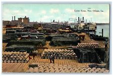 1909 Levee Scene New Orleans Louisiana LA, Beaumont Texas TX Antique Postcard picture