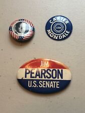 Lot 3 diff. political campaign pin button, Carter, Pearson picture
