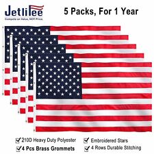 Jetlifee 5 Packs 8x12 FT American US Flag Banner Heavy Duty 210D Embroidered picture