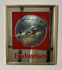 Vintage 1992 Budweiser King of Beers Bass Fishing Advertising Mirror Sign picture