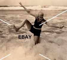 C 1922-1926 RPPC Postcard Flapper Woman Swimming Waves Seaside Oregon NW AZO picture
